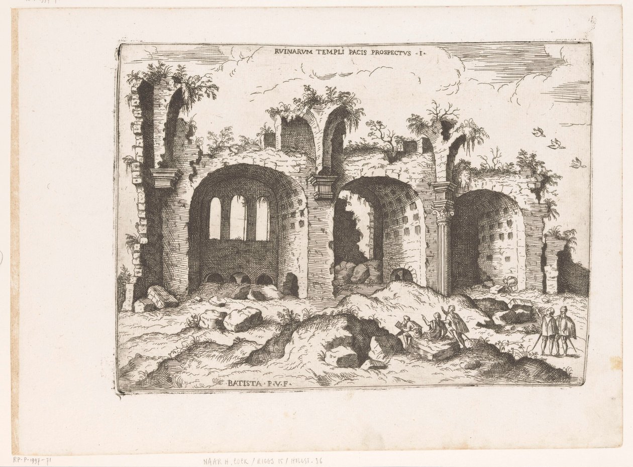 Vue sur la basilique de Maxence à Rome (Ruines romaines, Praecipua aliquot Romanae Antiquitatis Ruinarum Monimenta) - Giovanni Battista Pittoni (I)