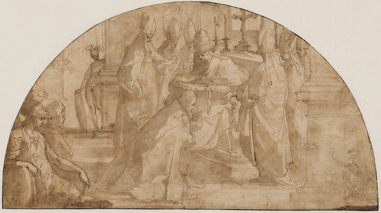 Un pape consacrant un évêque : étude pour une lunette - Giovanni Battista Ricci