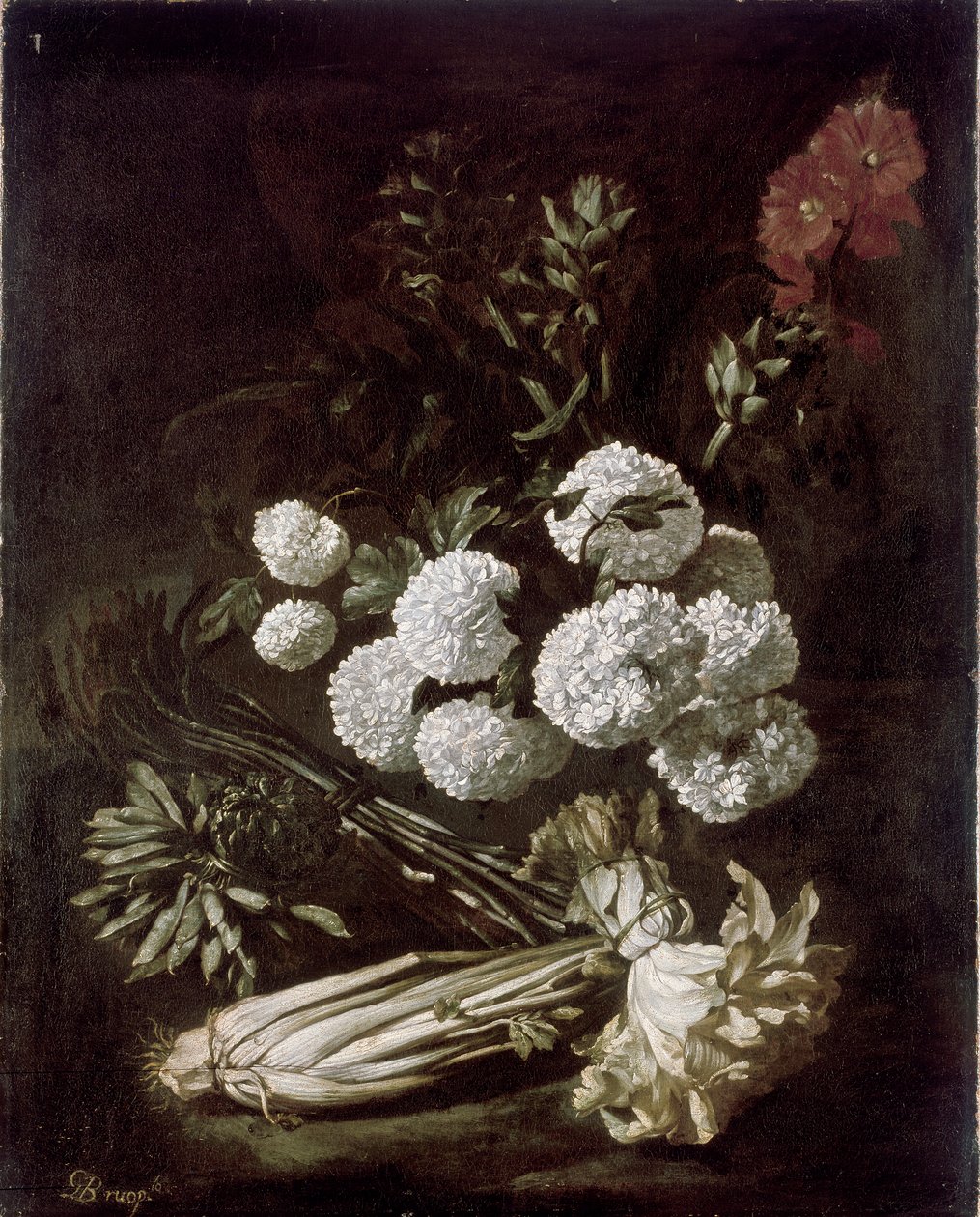 Nature morte de fleurs et légumes, années 1650 - Giovanni Battista Ruoppolo