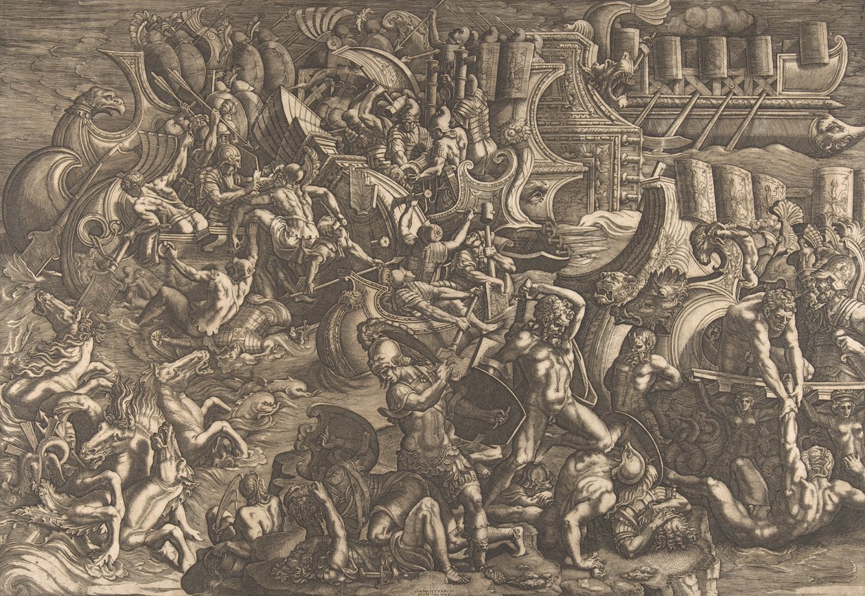 Les Troyens repoussant les Grecs, 1538 - Giovanni Battista Scultori