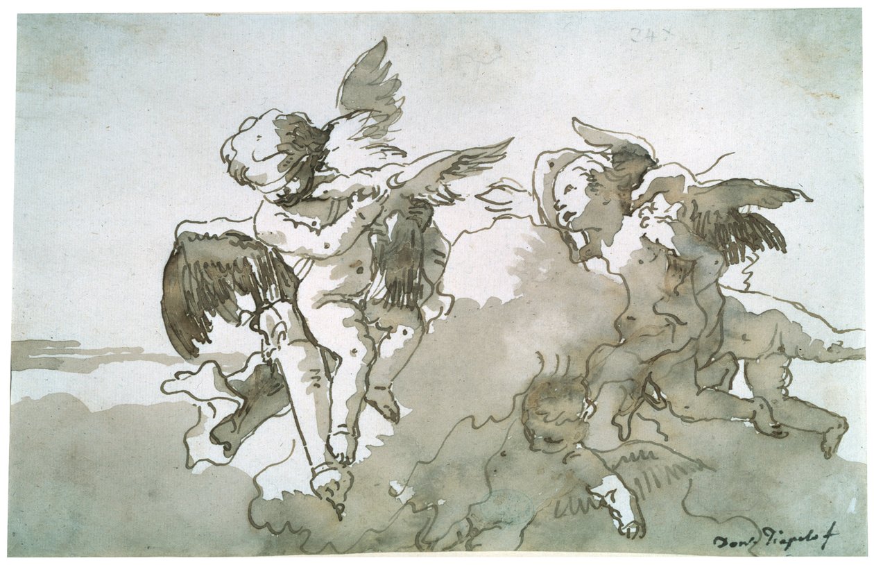 Cupidons avec colombes et une torche, XVIIe siècle - Giovanni Battista Tiepolo