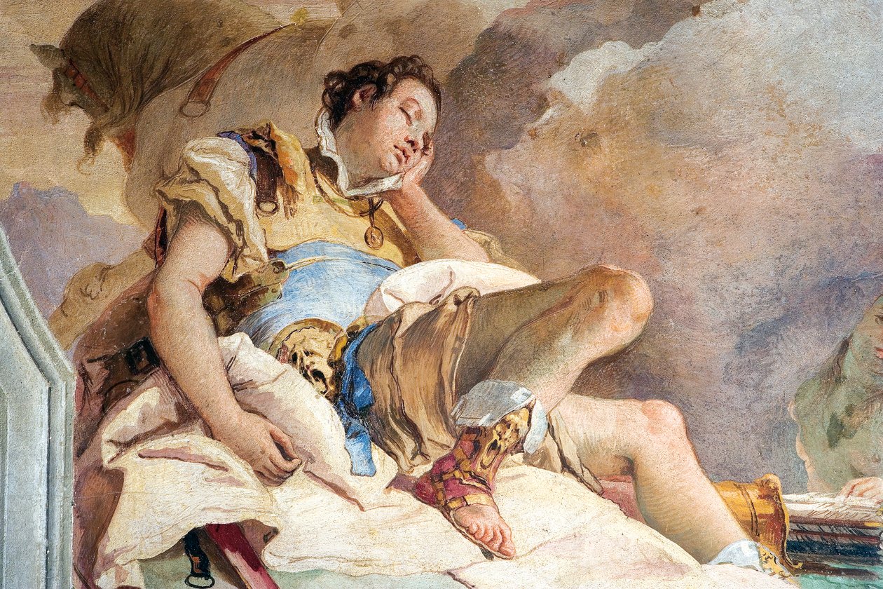 (détail) Renaud de Armide enlevant le Renaud endormi, de la Salle de Jérusalem délivrée dans la Palazzina, 1757 - Giovanni Battista Tiepolo