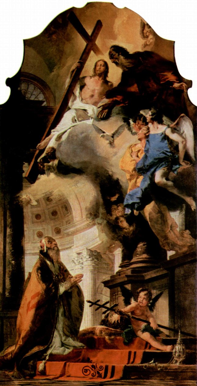 French : La vénération de la Trinité par le Pape Clément Pope St Clement Adoring the Trinity - Giovanni Battista Tiepolo