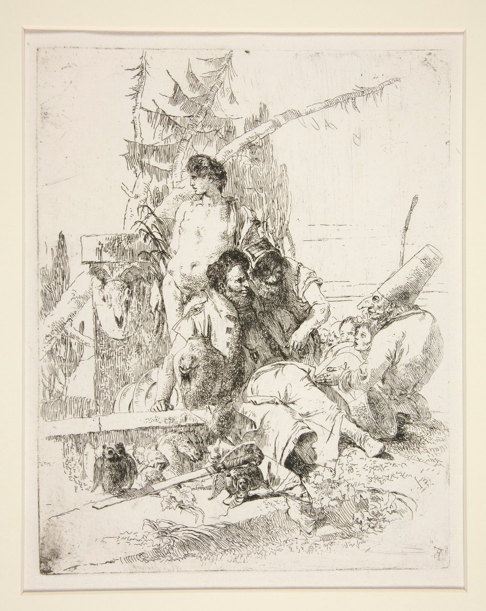 Punchinello parlant aux deux magiciens, de la série Scherzi di Fantasia - Giovanni Battista Tiepolo