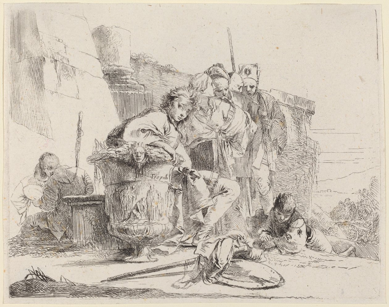 Jeune homme assis appuyé contre une urne - Giovanni Battista Tiepolo