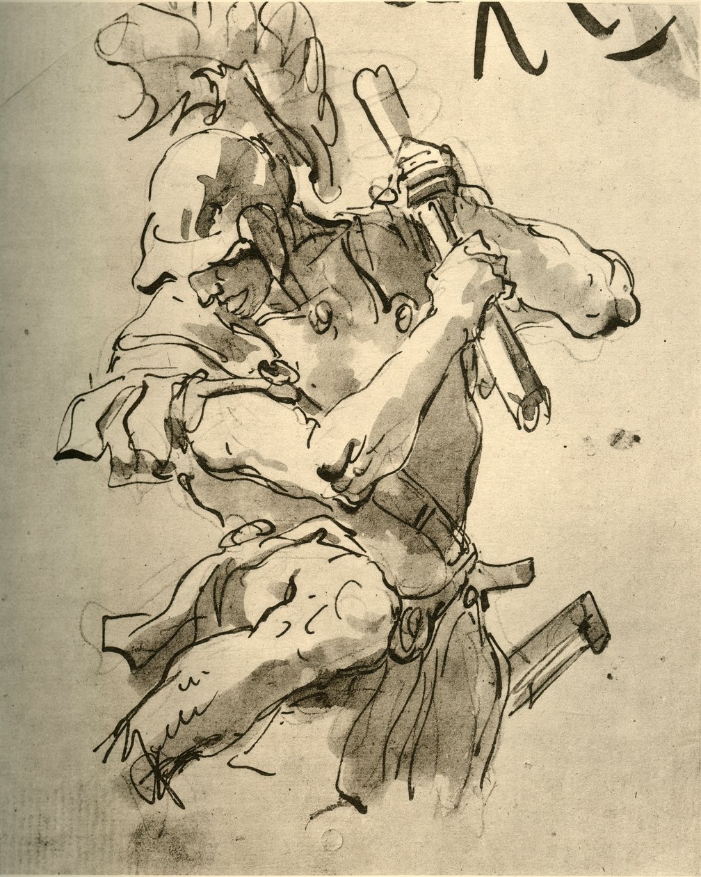 Soldat levant le bras pour frapper, milieu du 18ème siècle, 1928 - Giovanni Battista Tiepolo