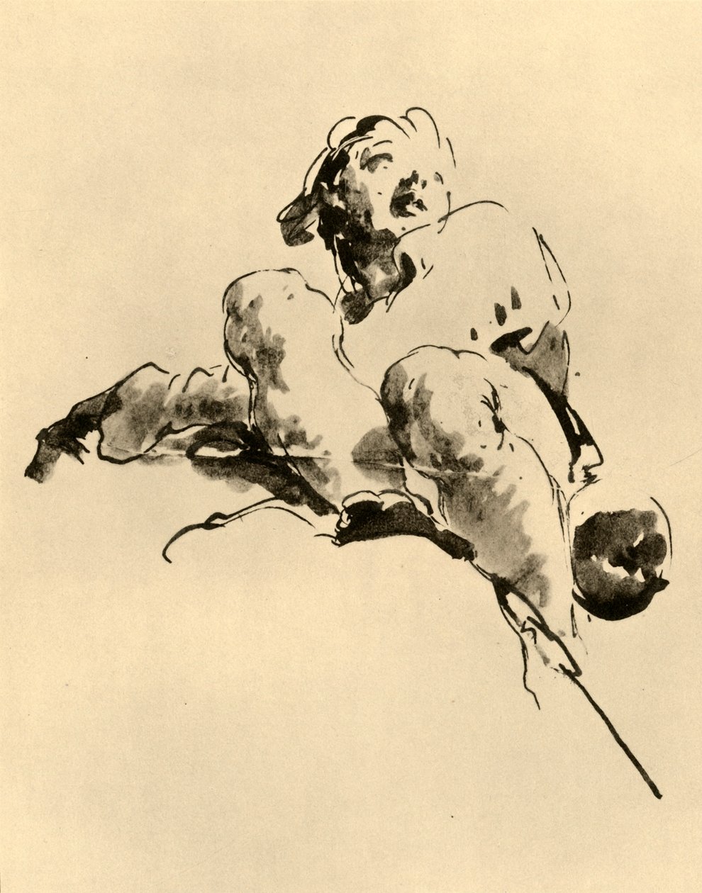 Jeune homme accroupi, milieu du 18e siècle, 1928 - Giovanni Battista Tiepolo