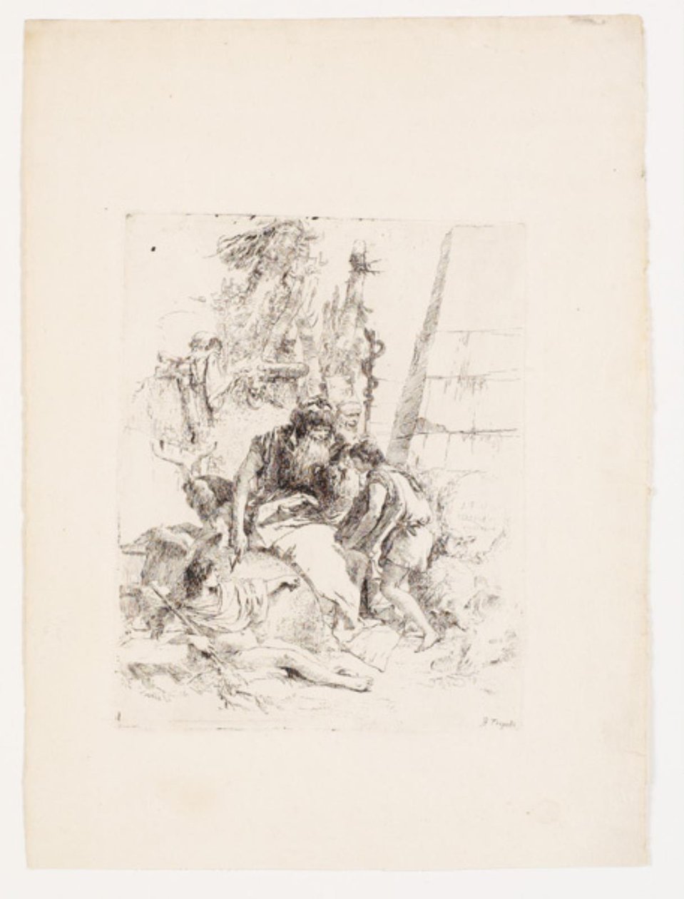 Deux sorciers assis et deux jeunes hommes - Giovanni Battista Tiepolo