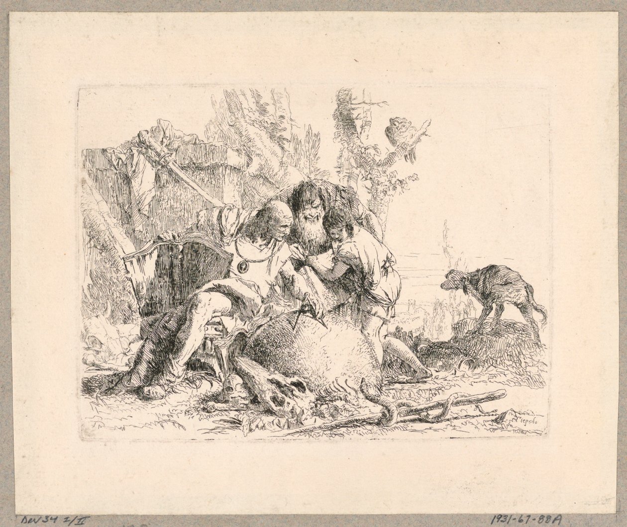 Deux philosophes et un garçon, planche 22 de Scherzi di Fantasia - Giovanni Battista Tiepolo