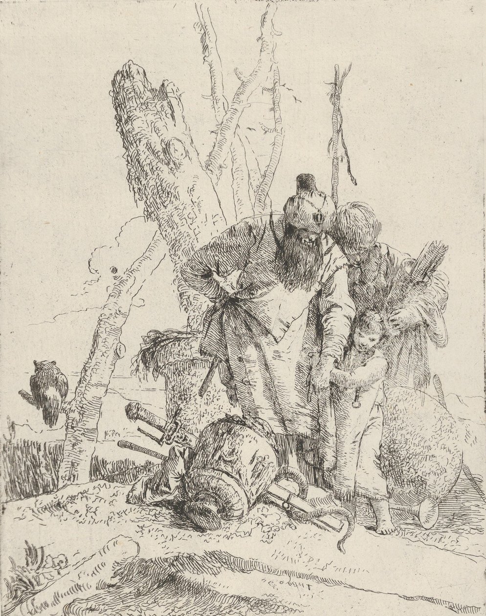 Deux astrologues et un garçon, des Scherzi - Giovanni Battista Tiepolo