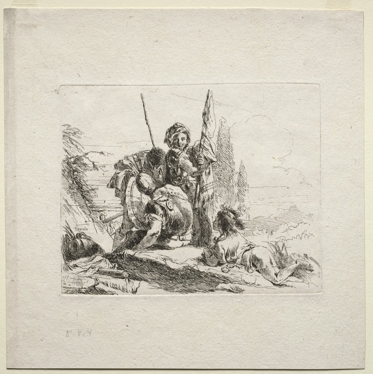 Divers caprices : Les trois soldats et le garçon - Giovanni Battista Tiepolo