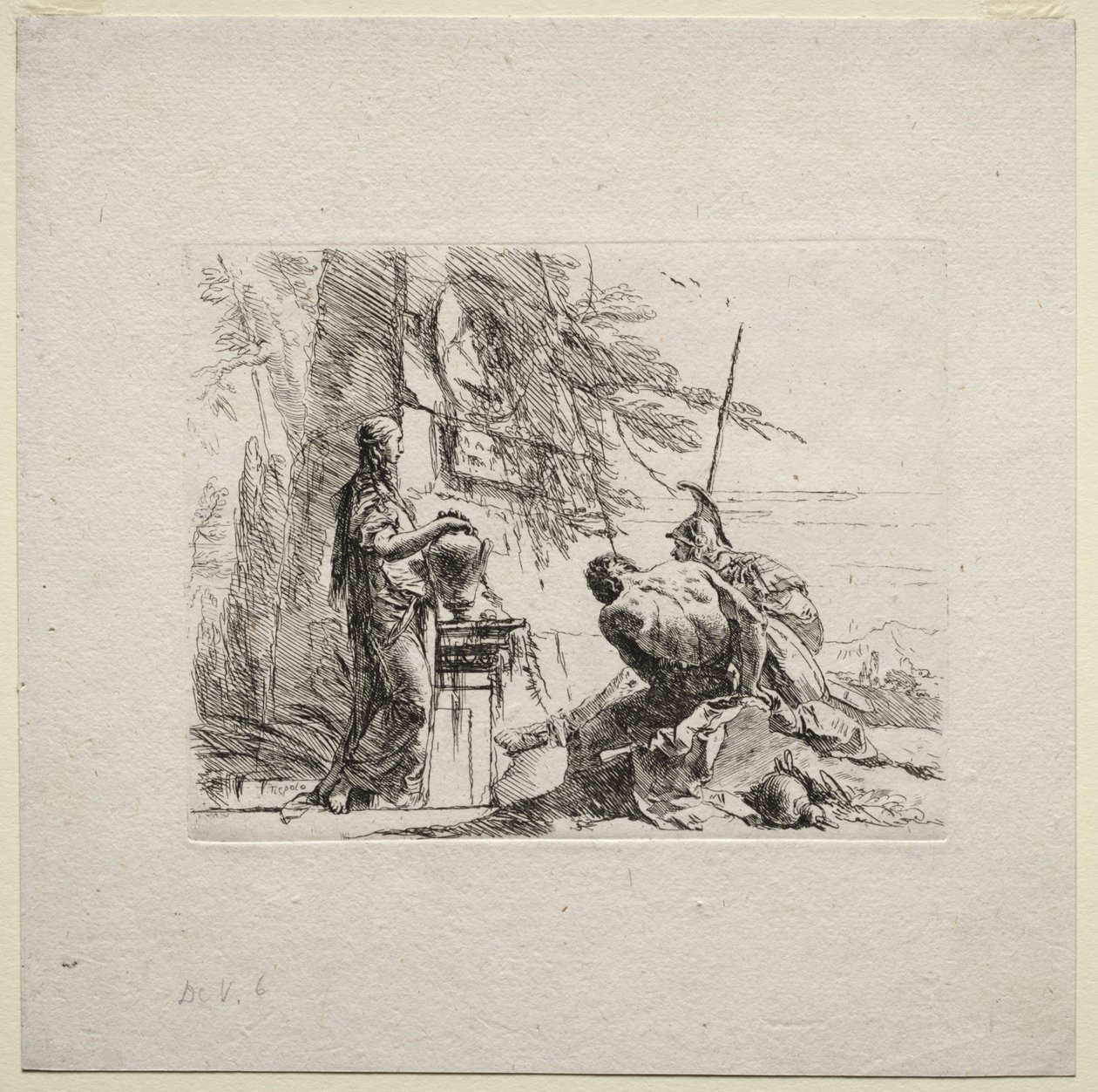 Divers caprices : La femme debout avec les mains sur un vase, 1785 - Giovanni Battista Tiepolo
