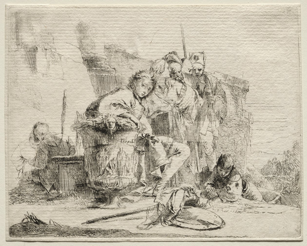 Divers Caprices : Jeune homme assis, appuyé contre une urne - Giovanni Battista Tiepolo