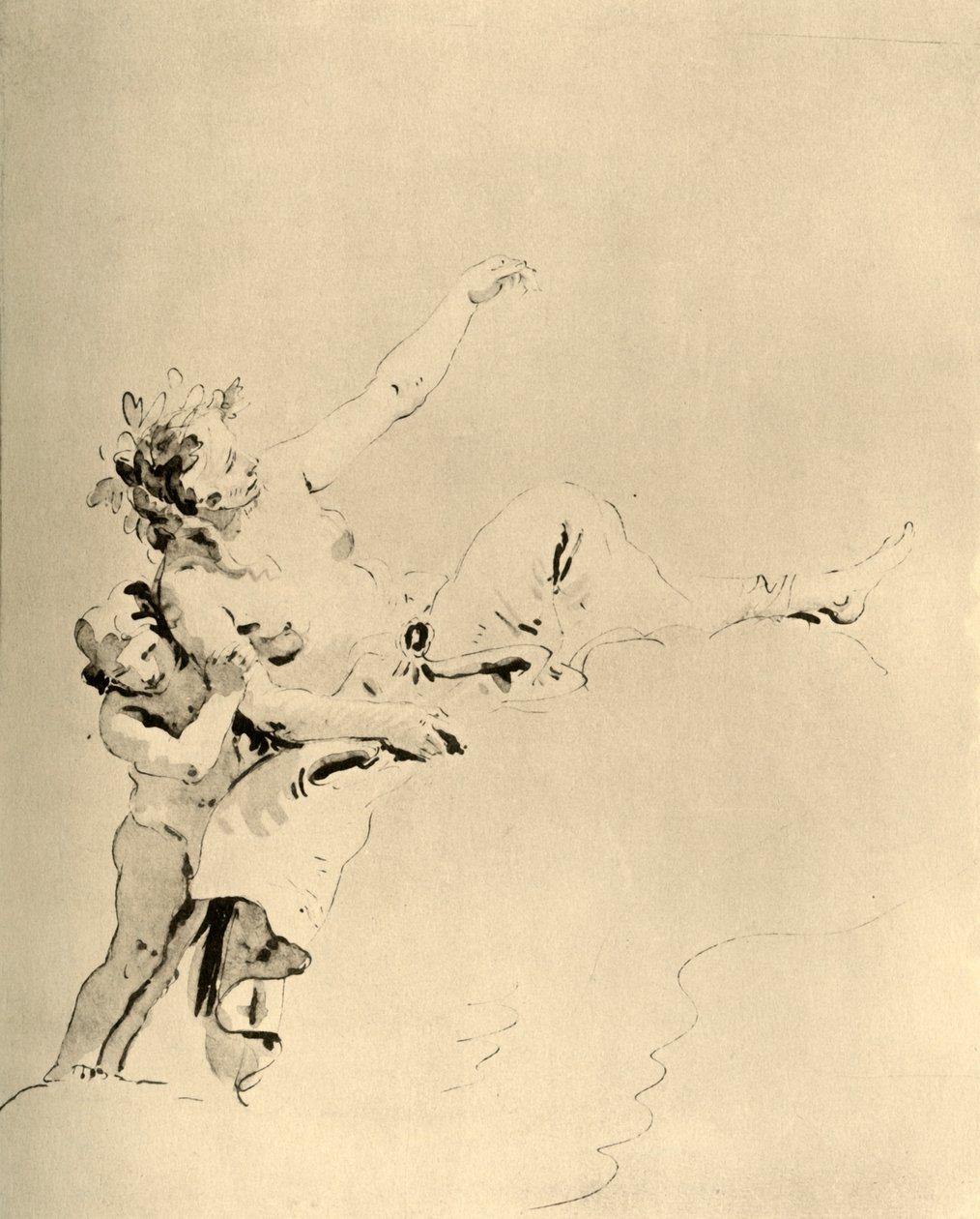 Femme reposant sur des nuages et soutenue par un Cupidon, milieu du 18e siècle, 1928 - Giovanni Battista Tiepolo