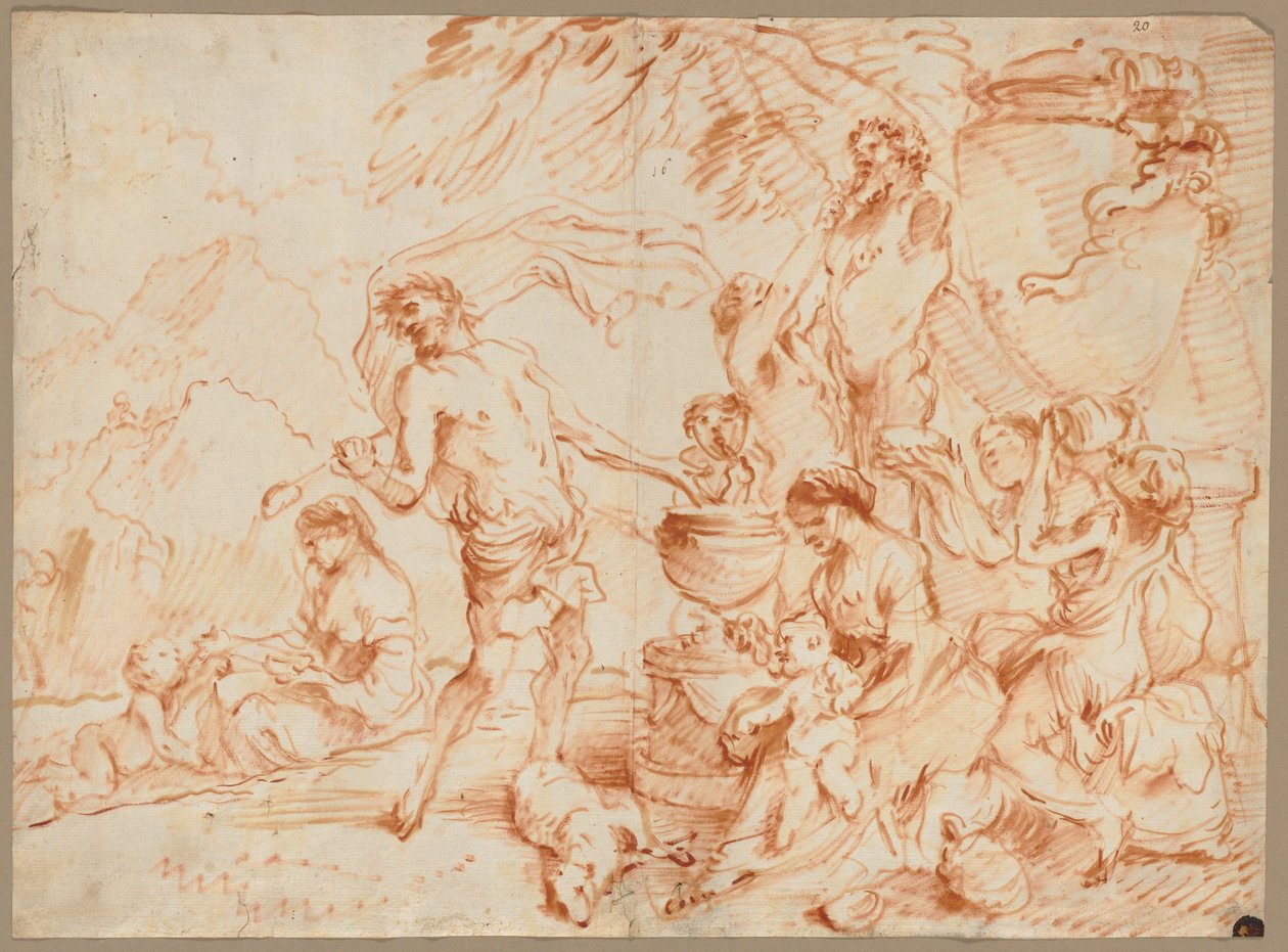 Bacchanale devant un Hermès, début des années 1660 - Giovanni Benedetto (1609 64) Castiglione