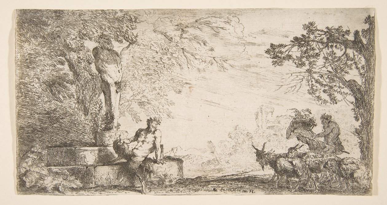 Un satyre allongé au pied d