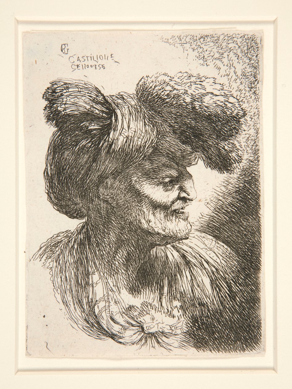 Figure tournée à droite, de la série Petites Études de Têtes - Giovanni Benedetto Castiglione