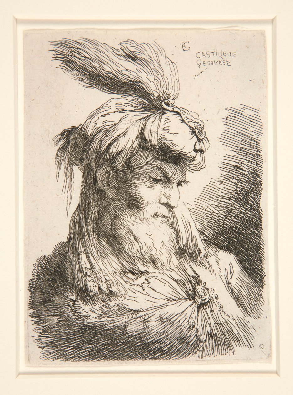 Figure tournée vers la droite, de la série Petites études de têtes - Giovanni Benedetto Castiglione