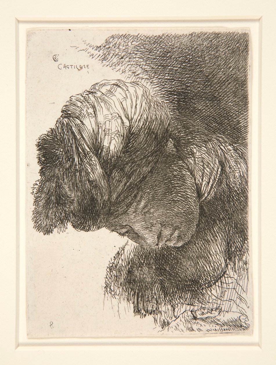 Figure avec la tête baissée, de la série Petites études de têtes - Giovanni Benedetto Castiglione