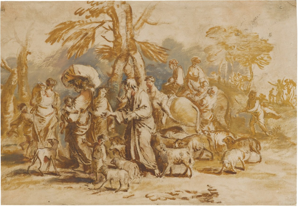 Hirtenfamilie auf der Reise (Reise Jakobs) - Giovanni Benedetto Castiglione