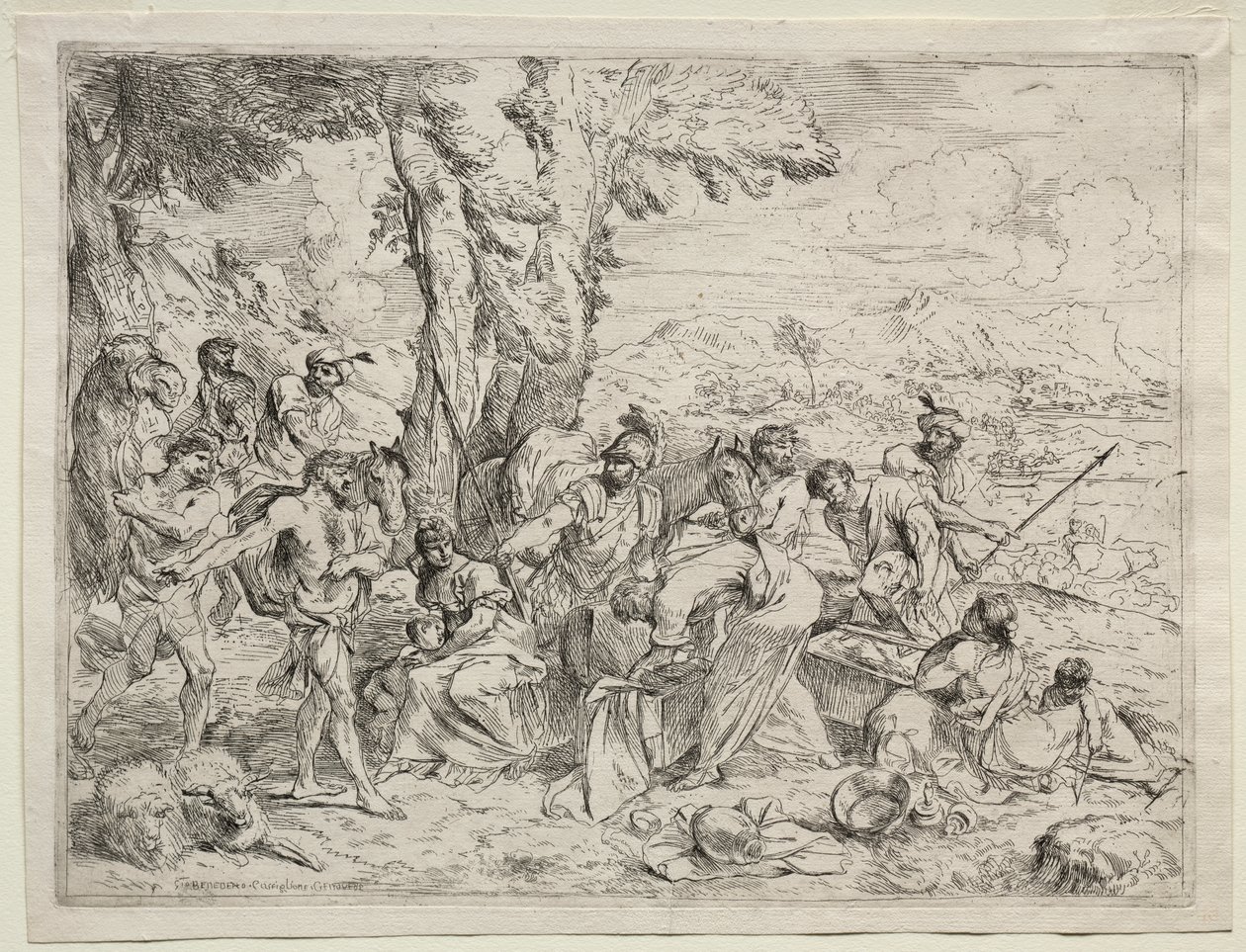 Laban cherchant des idoles dans les bagages de Rachel - Giovanni Benedetto Castiglione