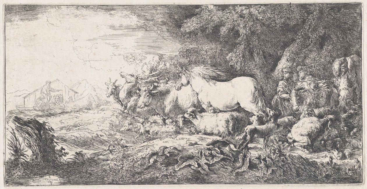 Noé et les animaux entrant dans l