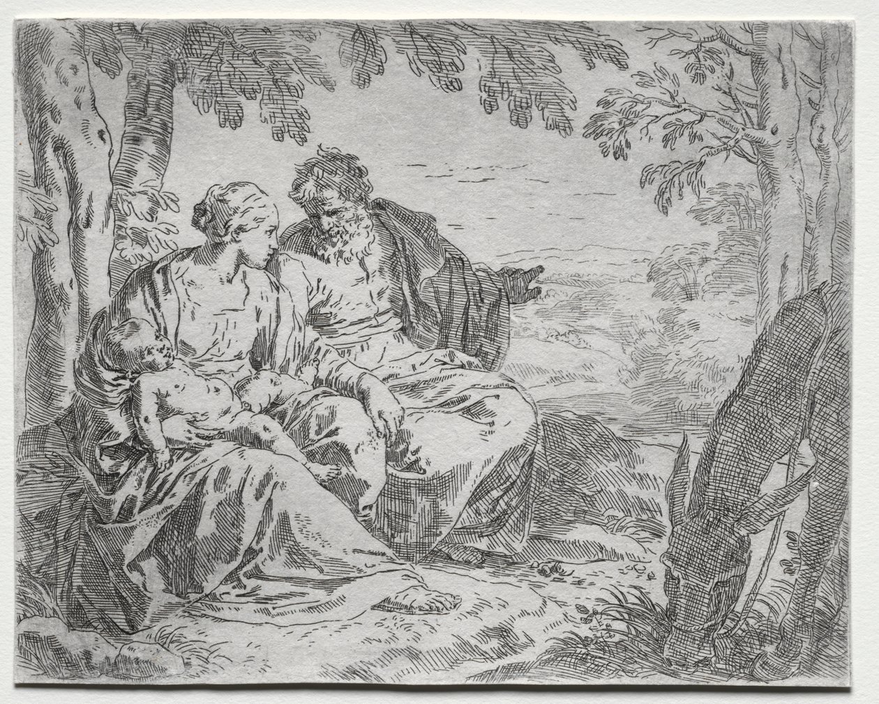 Repos pendant la fuite en Égypte - Giovanni Benedetto Castiglione