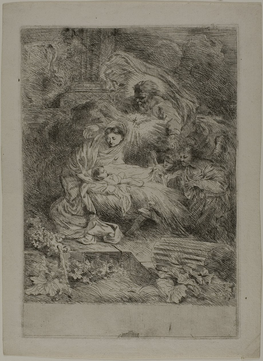 La Nativité avec Dieu le Père et les anges - Giovanni Benedetto Castiglione