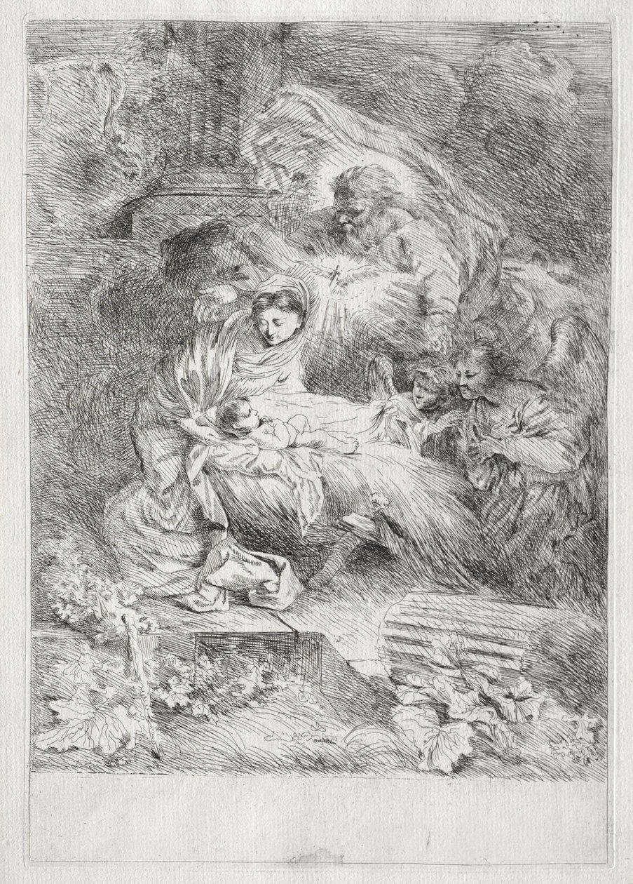 La Nativité avec Dieu le Père et le Saint-Esprit - Giovanni Benedetto Castiglione
