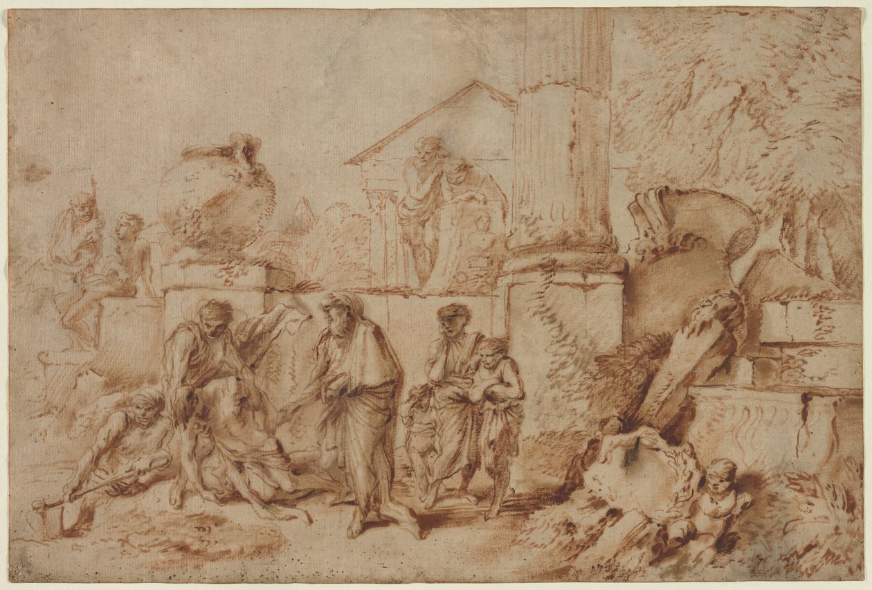 Tobie enterrant les morts, années 1640 - Giovanni Benedetto Castiglione
