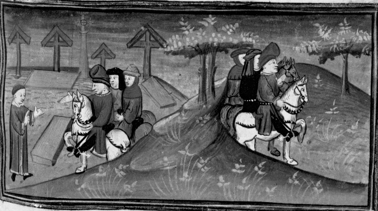 Décaméron, Betto Brunelleschi et sa brigade rencontrent Guido Cavalcanti ; Betto explique à ses amis les paroles de Guido. Sixième journée, nouvelle 9 - Giovanni Boccaccio