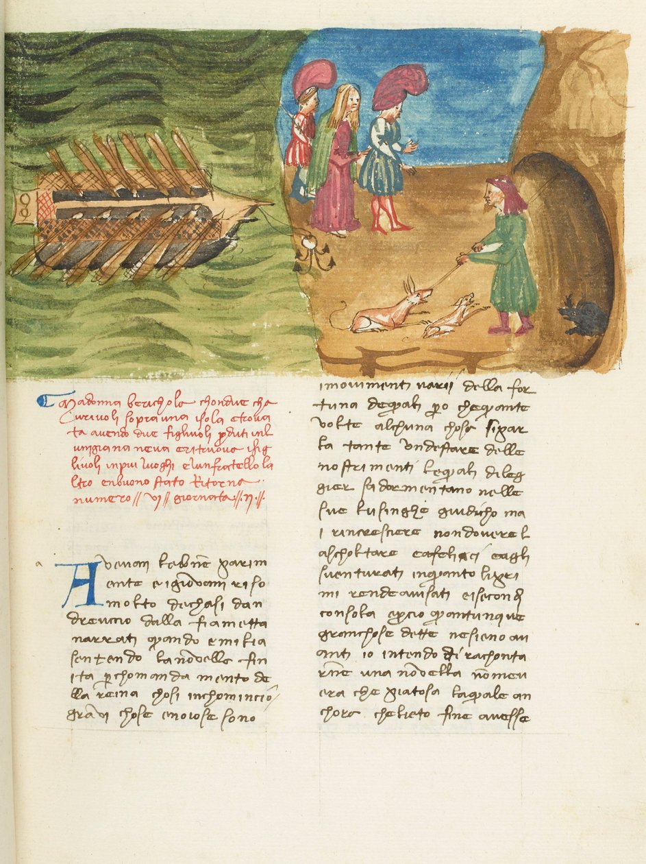Décaméron, Béritola - Corrado II di Villafranca découvrant Beritola , Deuxième journée, nouvelle 6. - Giovanni Boccaccio