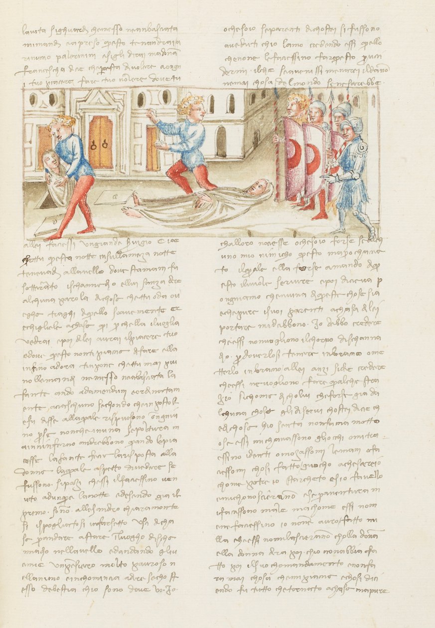 Décaméron, Dos à dos - Rinuccio Palermini au cimetière -Rinuccio Palermini fuyant la garde , Neuvième journée, nouvelle 1. - Giovanni Boccaccio