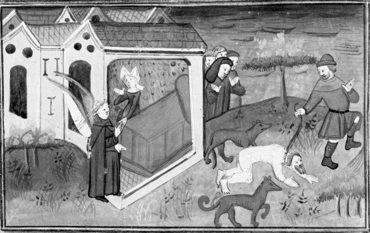 Décaméron, Frère Alberto visite Lisetta ; Alberto, habillé comme un homme sauvage, est conduit dans la rue. Quatrième journée, nouvelle 2 - Giovanni Boccaccio