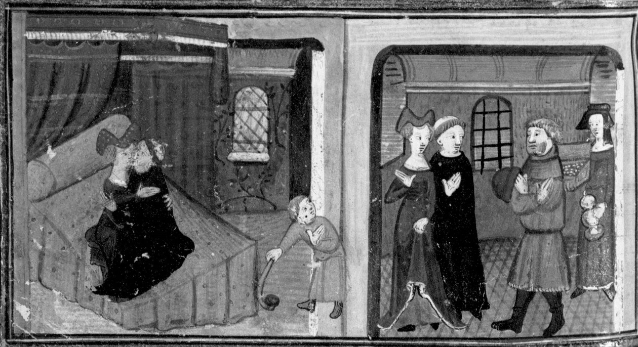 Décaméron, Frère Rinaldo couche avec la mère de son filleul ; le frère est récompensé par le père de l’enfant . Septième journée, nouvelle 3 - Giovanni Boccaccio