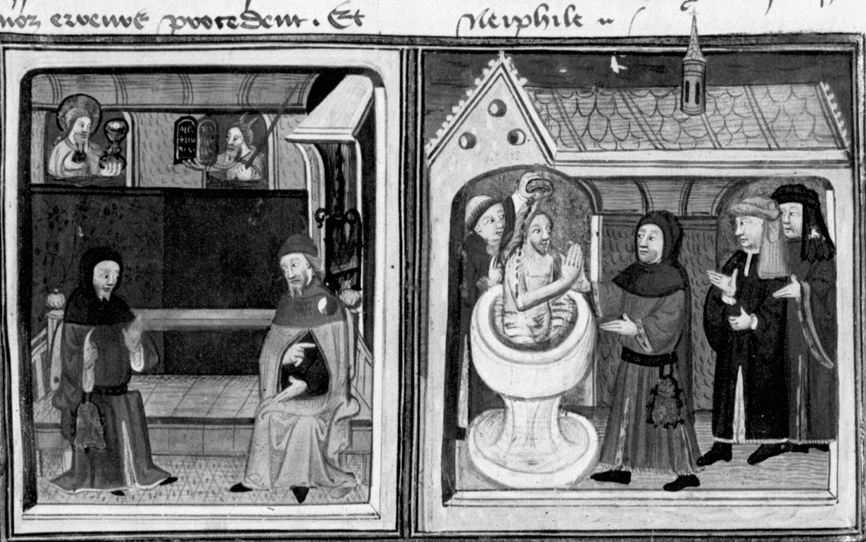 Décaméron, Giannotto convertit le juif Abraham ; baptême d’Abraham Première journée, nouvelle 2. - Giovanni Boccaccio
