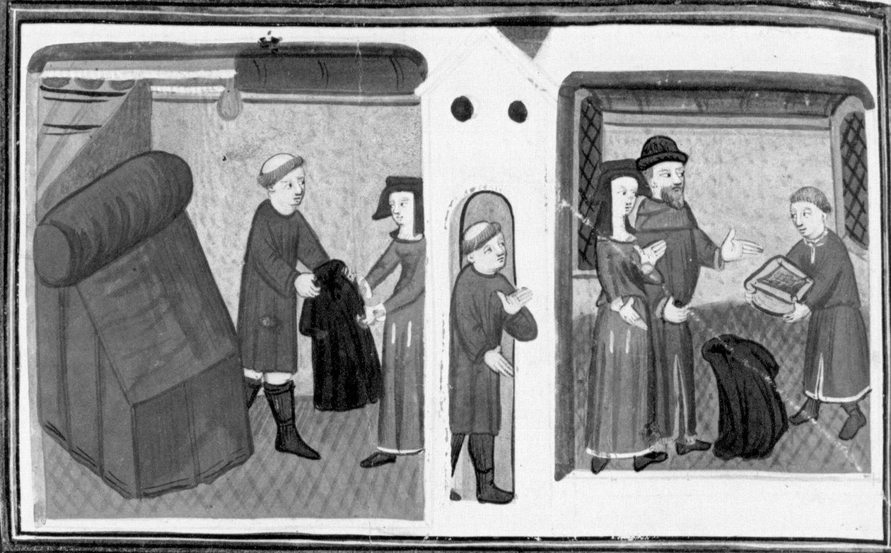Décaméron, Le curé de Varlungo met en gage son manteau à madame Belcolore ; un clerc remet à la femme un mortier. Huitième journée, nouvelle 2 - Giovanni Boccaccio