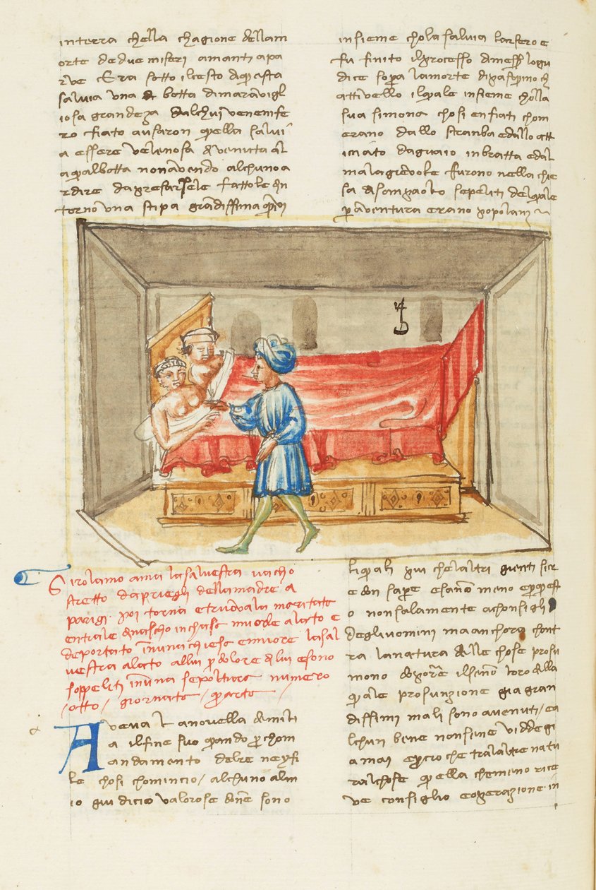 Décaméron, Le passé ; Girolamo Sighieri dans la chambre de Salvestra, Quatrième journée, nouvelle 8. - Giovanni Boccaccio