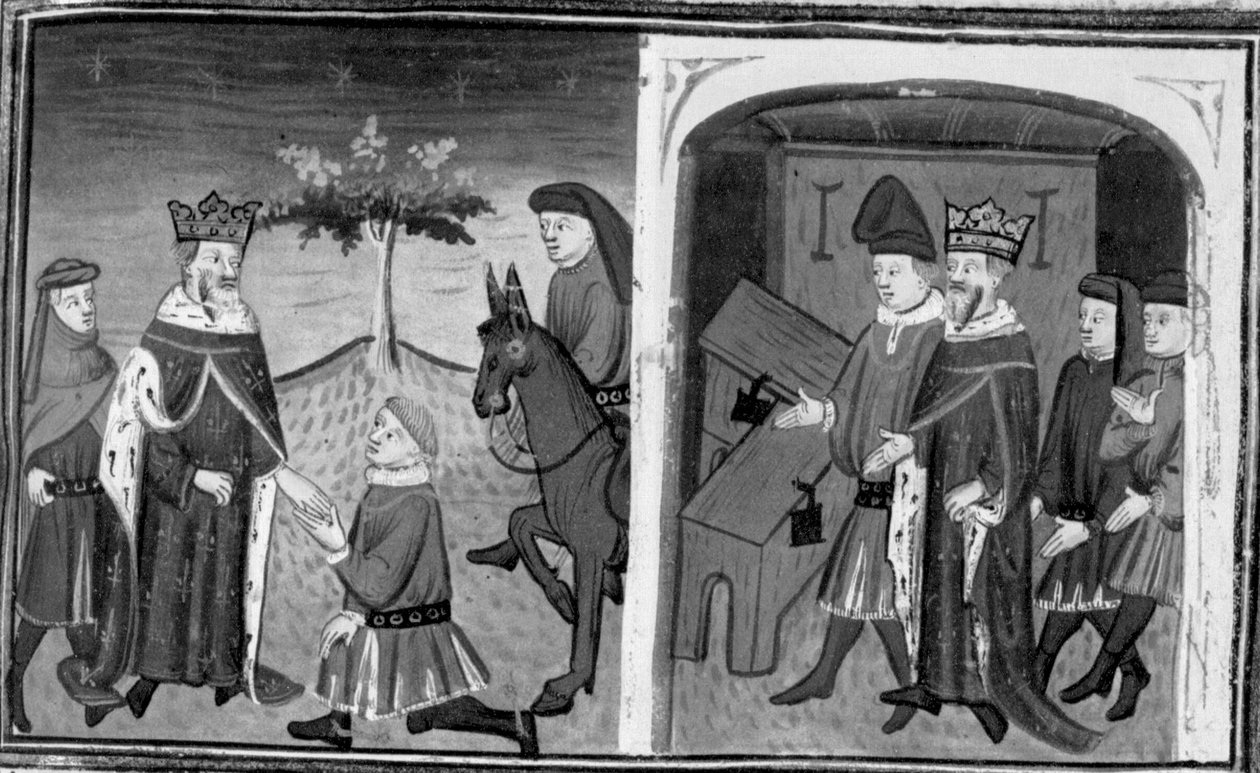 Décaméron, Ruggieri quitte le roi Alphonse ; le roi invite Ruggieri à choisir entre deux coffres. Dixième journée, nouvelle 1 - Giovanni Boccaccio