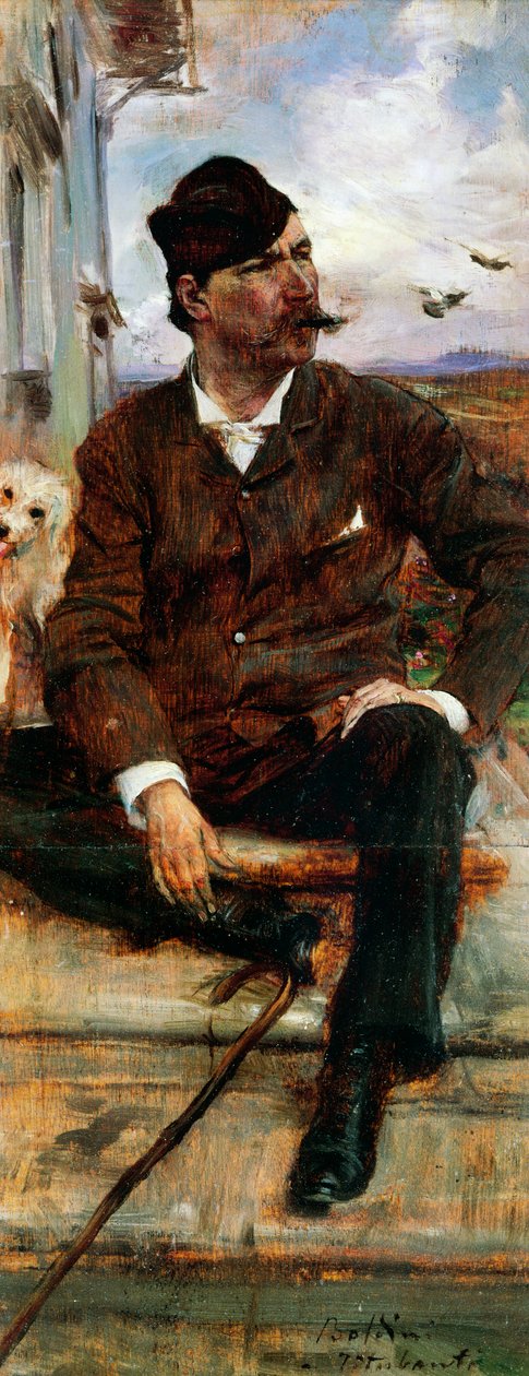Portrait du peintre Cristiano Banti portant un chapeau à carreaux - Giovanni Boldini