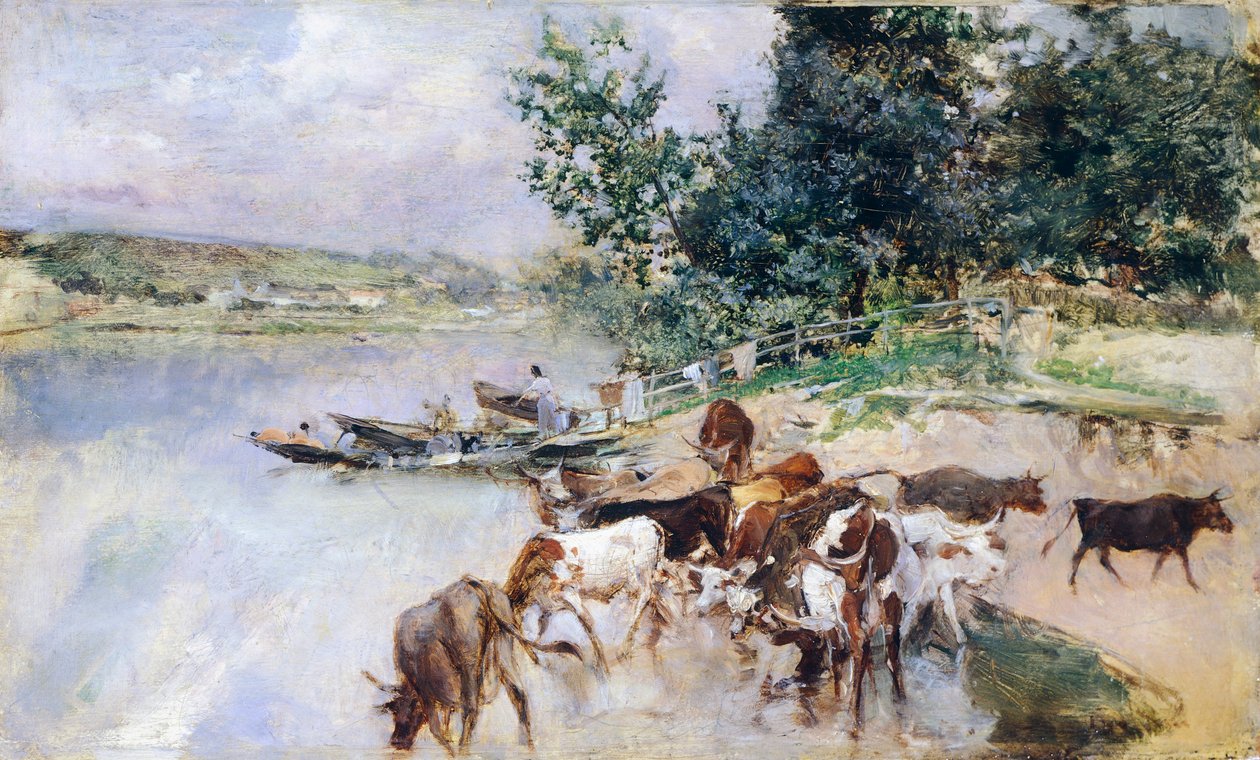 Abreuvement du bétail sur la Seine - Giovanni Boldini