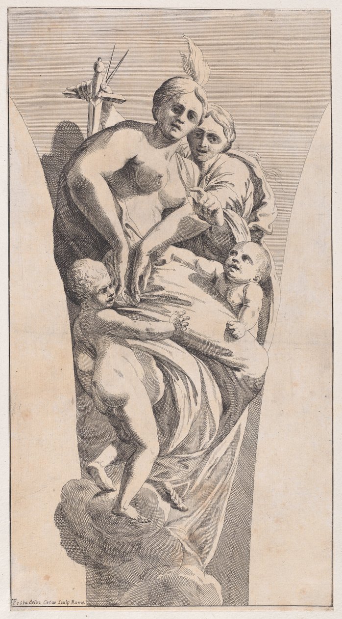 Étude pour un pendentif représentant la Justice et la Charité, 1630-50 - Giovanni Cesare Testa