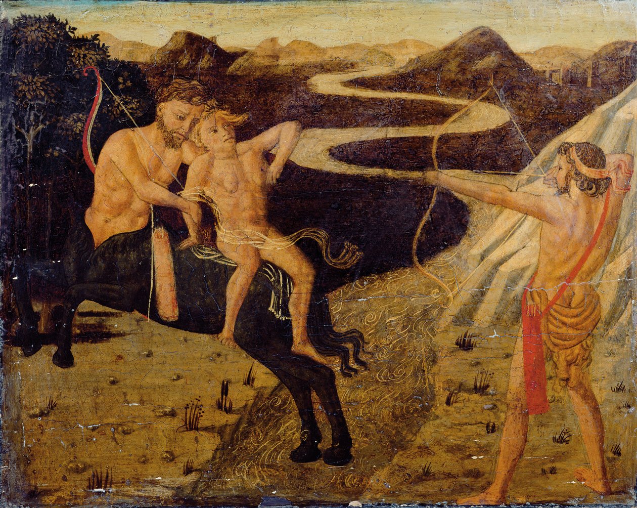 Panneau de cassone : Hercule sauvant Déjanire de Nessus - Giovanni Di Ser Giovanni Guidi