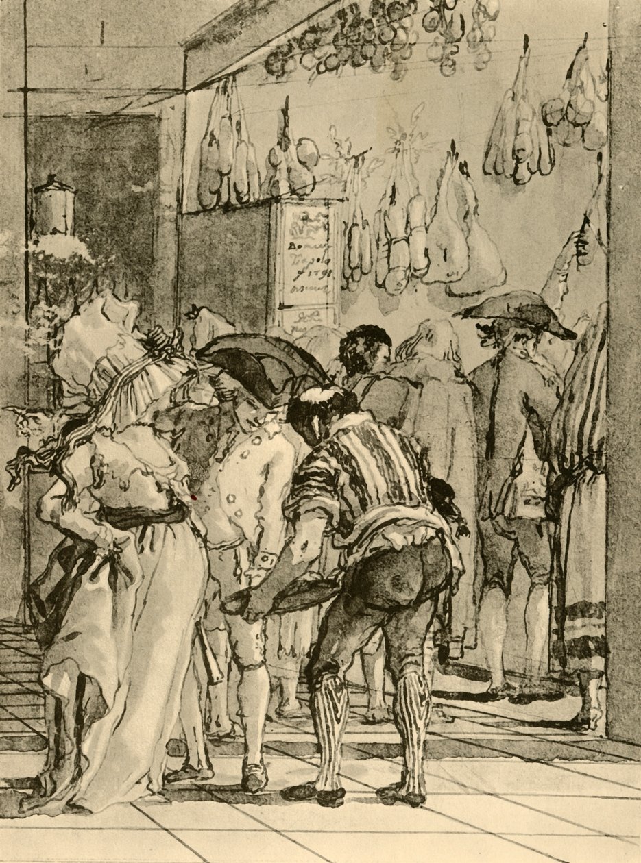 Une boutique avec des marchandises fumées - Giovanni Domenico Tiepolo