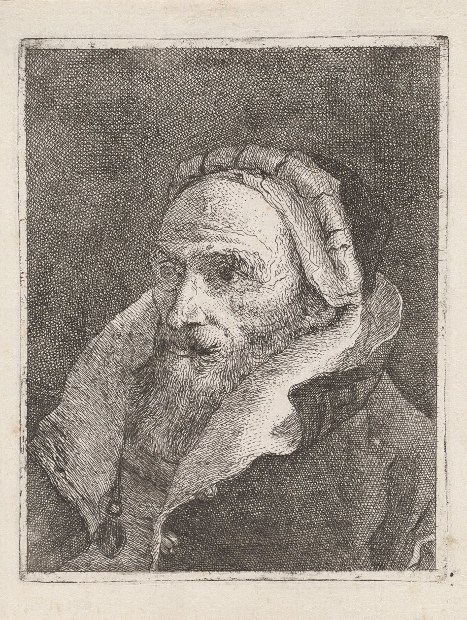 Vieil homme barbu portant une casquette, tiré de la *Raccolta di Teste* (Collection de têtes) - Giovanni Domenico Tiepolo