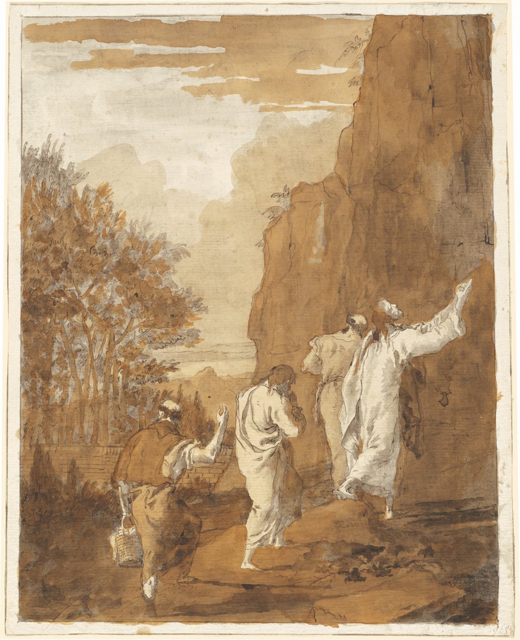 Christ conduisant Pierre, Jacques et Jean à la haute montagne pour la Transfiguration - Giovanni Domenico Tiepolo