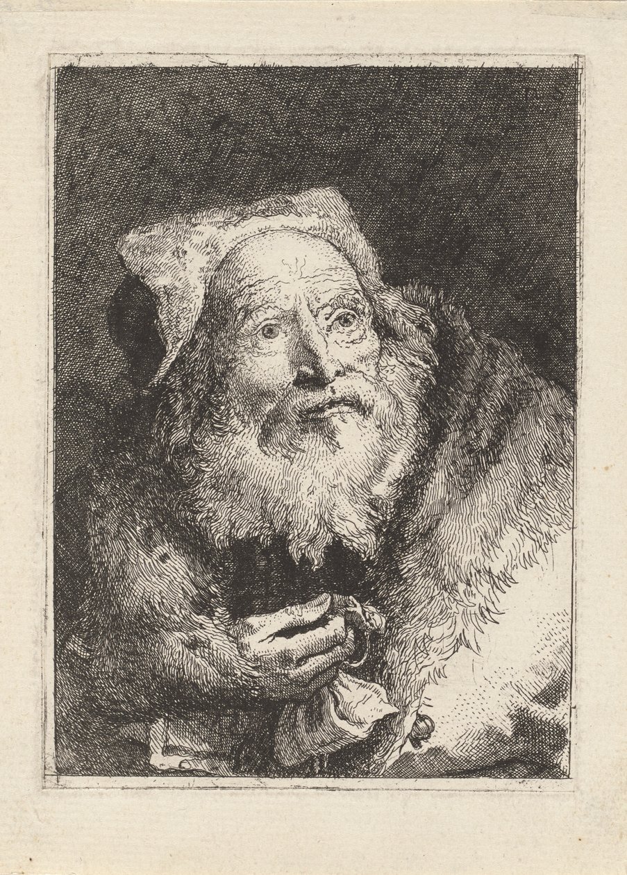 Vieil homme avec un bracelet, de la Raccolta di Teste - Giovanni Domenico Tiepolo