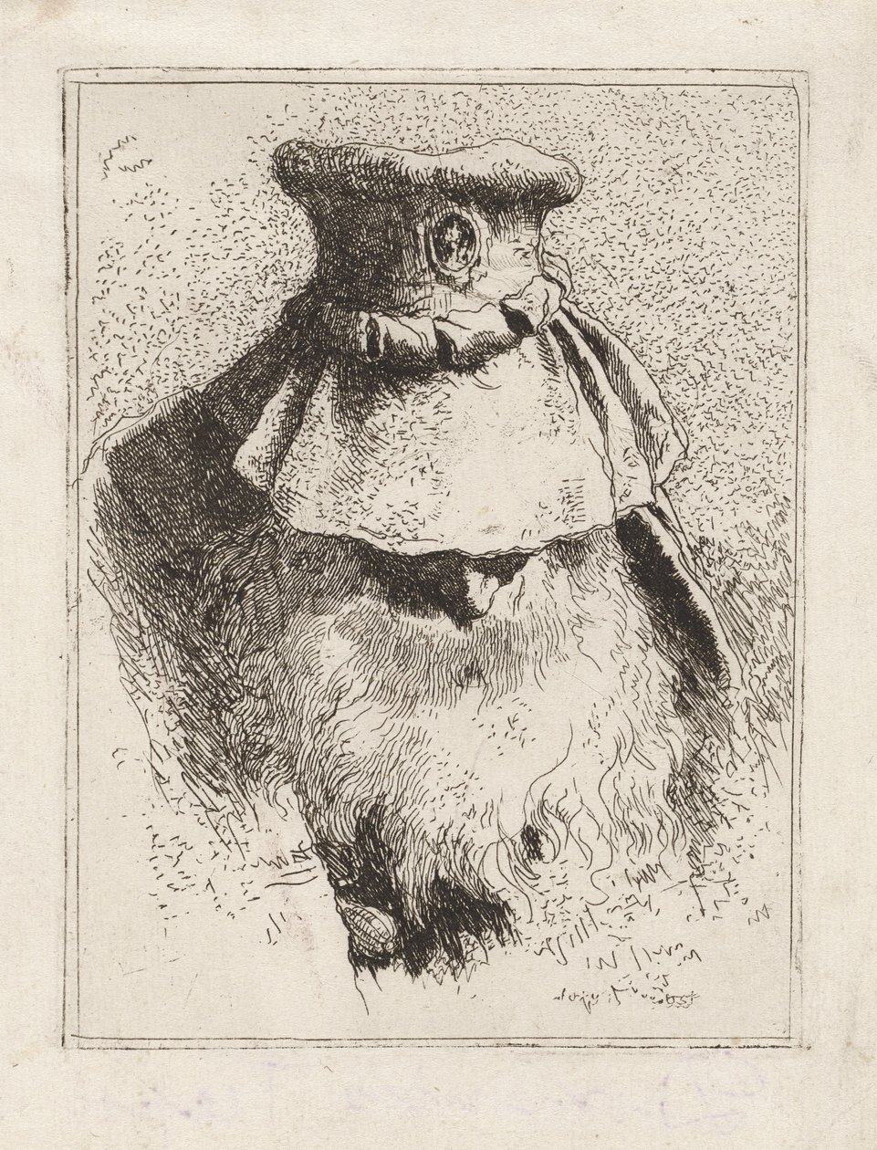 Vieil homme avec un grand chapeau, de la Raccolta di Teste (Collection de têtes) - Giovanni Domenico Tiepolo