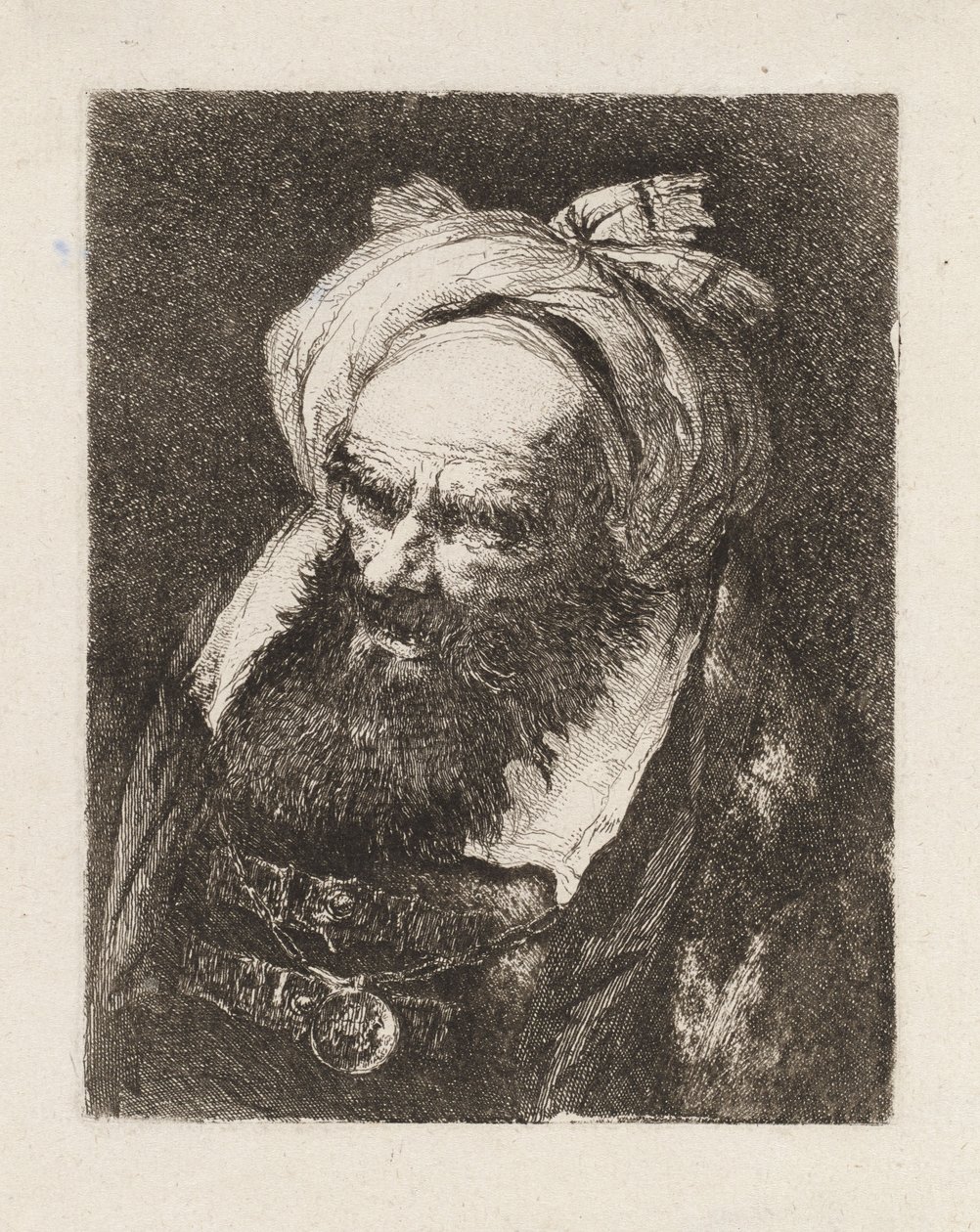« Vieil homme au turban », tiré de la *Raccolta di Teste* (Collection de têtes) - Giovanni Domenico Tiepolo