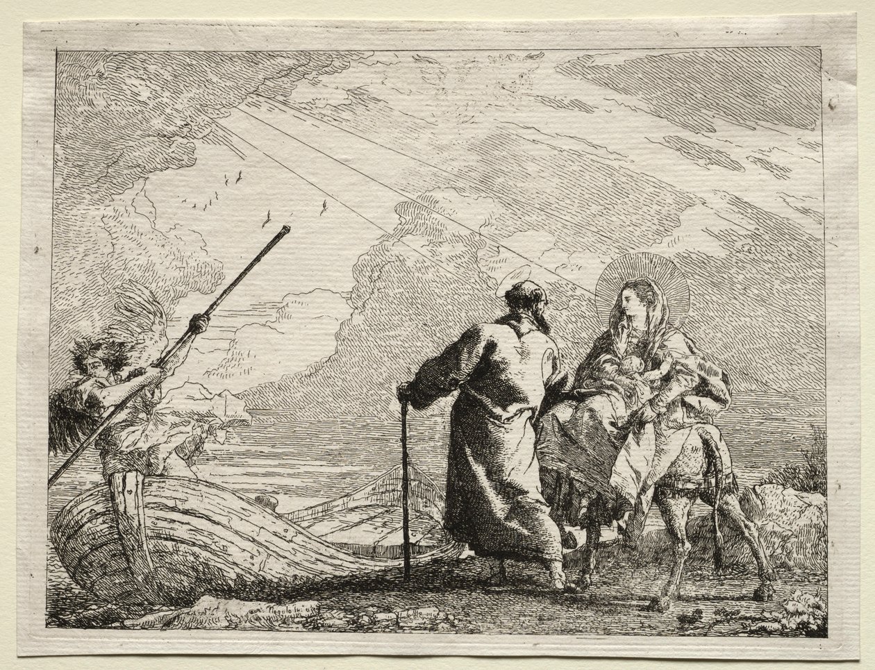 Fuite en Égypte : La Sainte Famille arrivant à la rive du fleuve - Giovanni Domenico Tiepolo